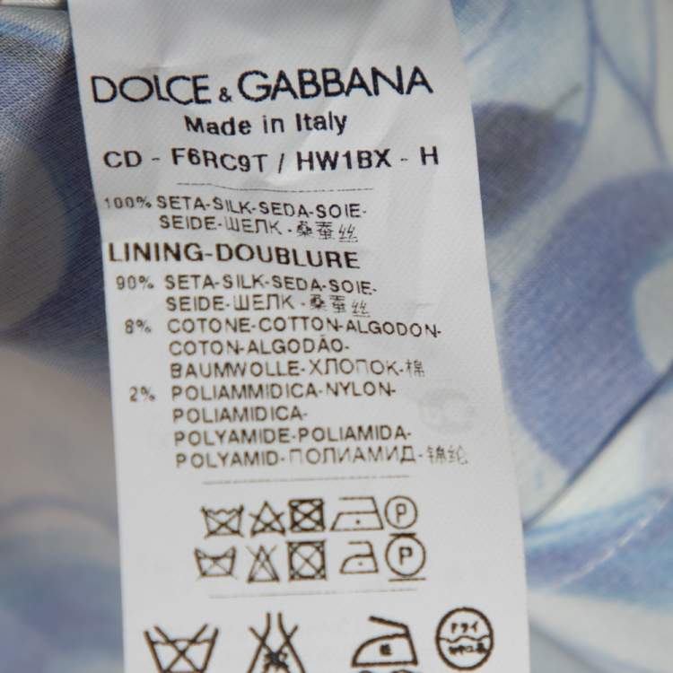 Pre Owned Dolce & Gabbana White Majolica Printed Silk Flared Mini Dress M