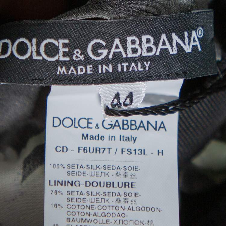 Pre Owned Dolce & Gabbana Black Sunflower Printed Silk Flared Dress M