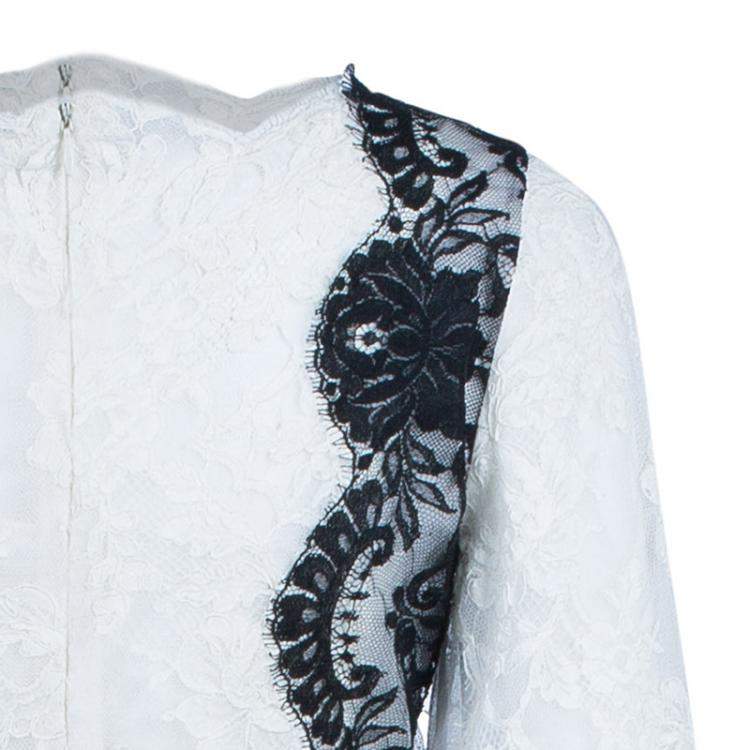 Pre Owned Dolce & Gabbana White Lace Detail Gown M