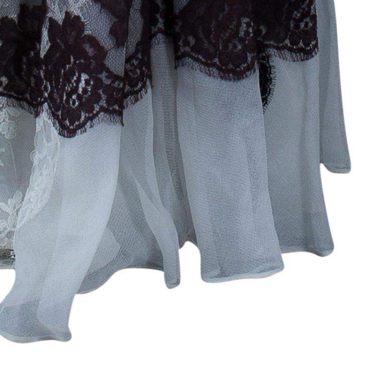 Pre Owned Dolce & Gabbana White Lace Detail Gown M
