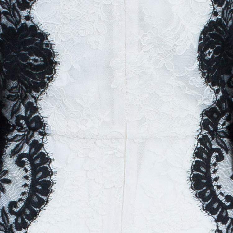 Pre Owned Dolce & Gabbana White Lace Detail Gown M