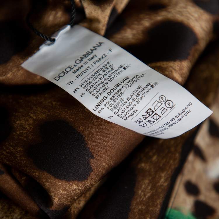 Pre Owned Dolce & Gabbana Animal & Rose Printed Silk Abaya L