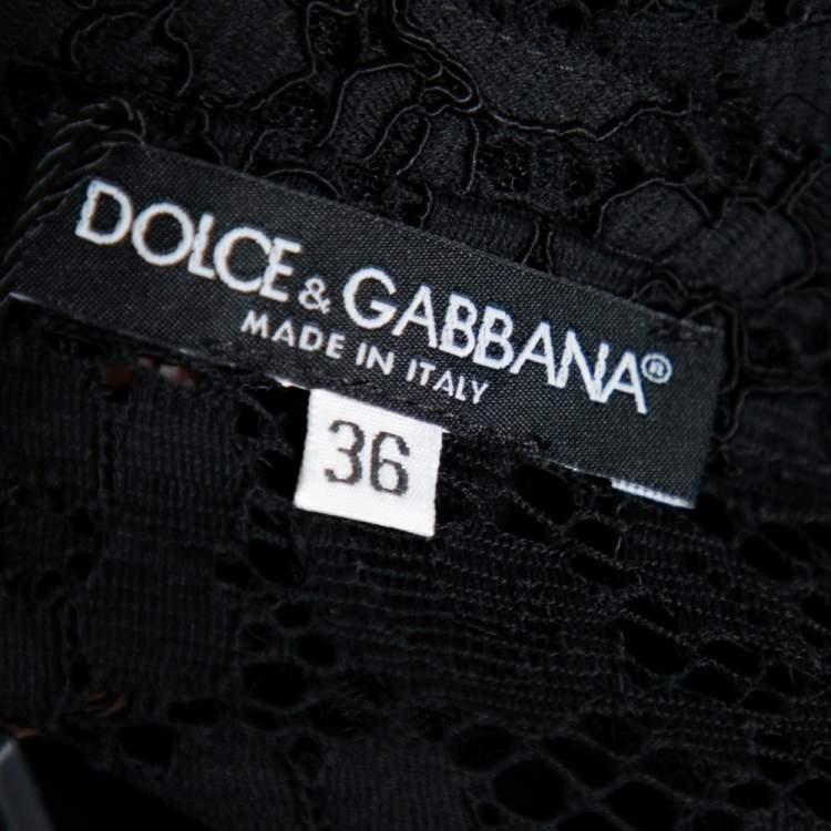 Pre Owned Dolce & Gabbana Black Lace Ruffled Sleeve Sheath Dress XS