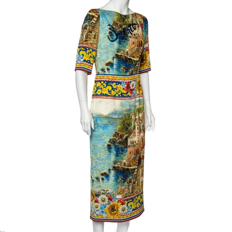 Dolce & Gabbana Printed Silk Sorrento Embellished Charmeuse Dress M Dolce &  Gabbana | TLC