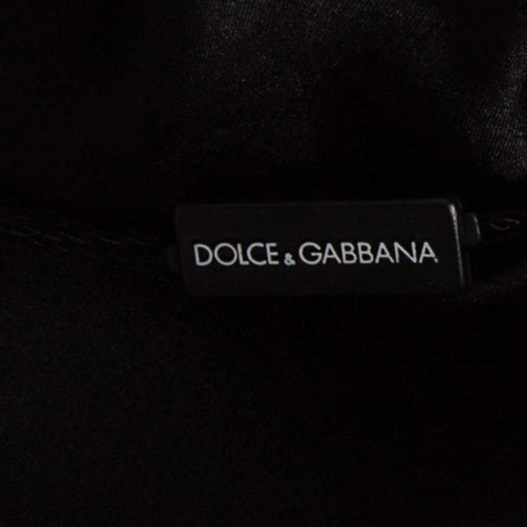 Pre Owned  Dolce & Gabbana Black Printed Crepe Bodycon Dress L
