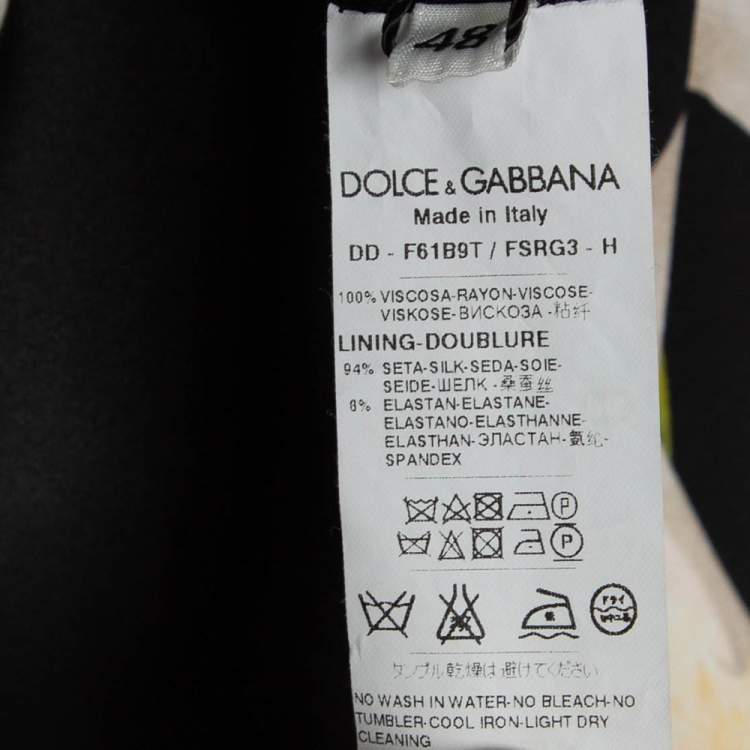 Pre Owned  Dolce & Gabbana Black Printed Crepe Bodycon Dress L