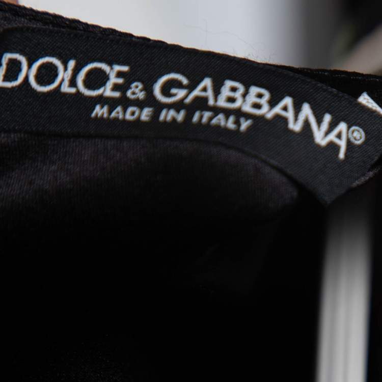 Pre Owned  Dolce & Gabbana Black Printed Crepe Bodycon Dress L