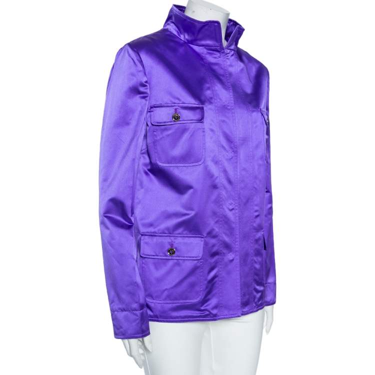 Pre Owned Dolce & Gabbana Purple Silk Satin Button Front Jacket M