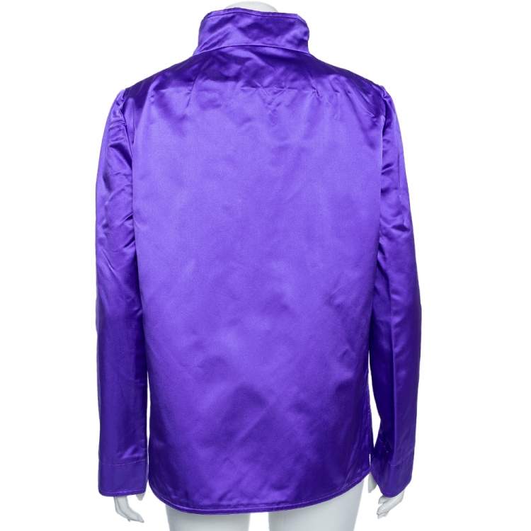 Pre Owned Dolce & Gabbana Purple Silk Satin Button Front Jacket M