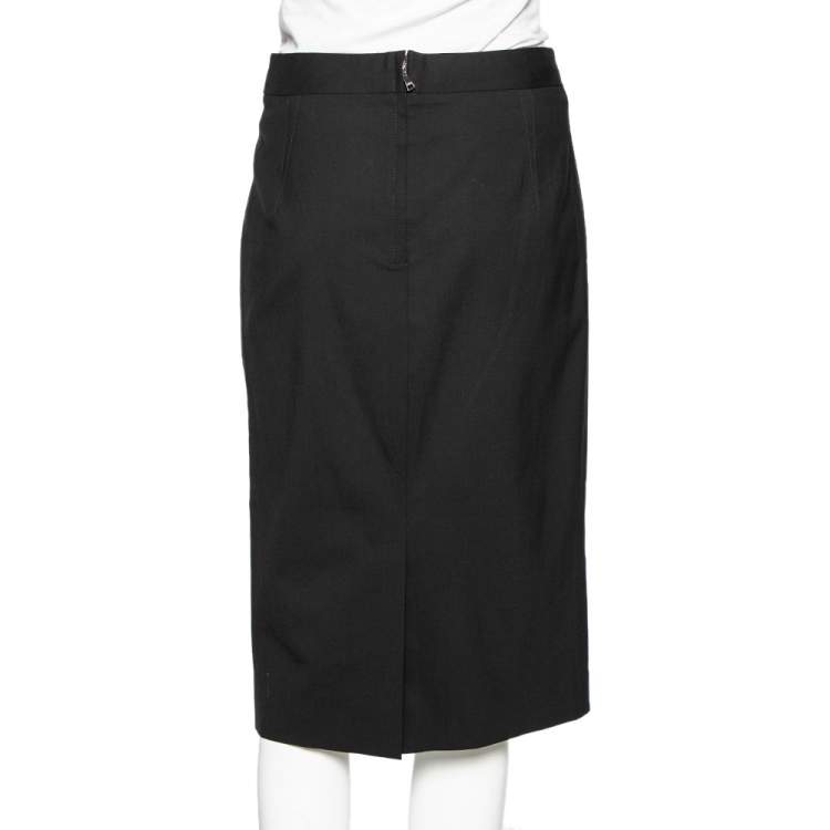 Pre Owned Dolce & Gabbana Black Wool Formal Pencil Skirt M