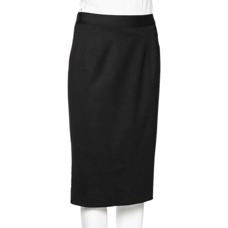 Dolce & Gabbana Black Wool Formal Pencil Skirt M Dolce