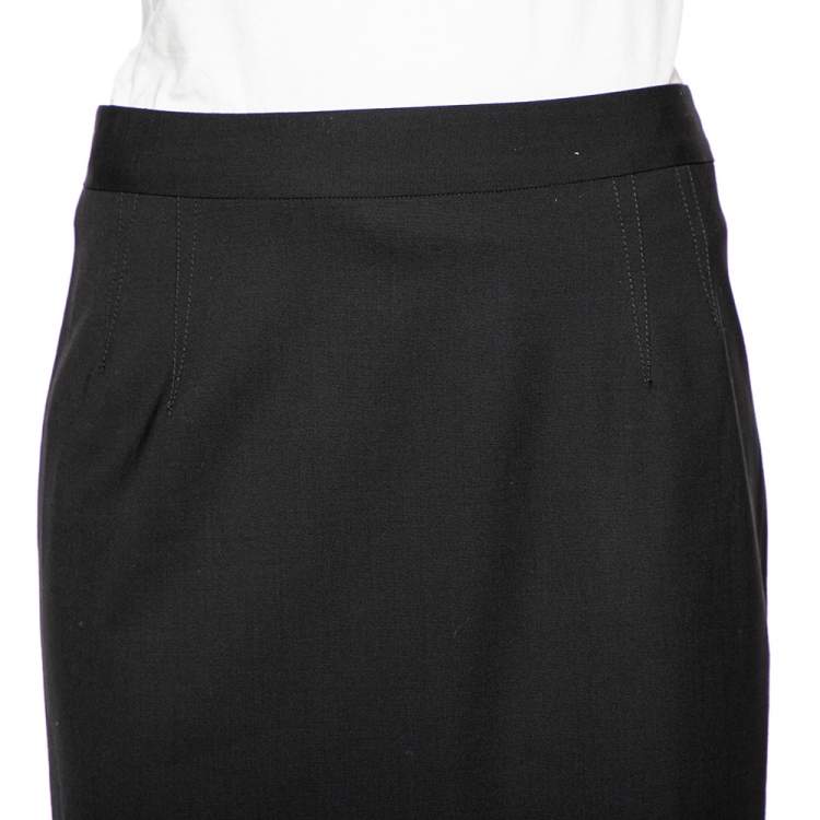 Pre Owned Dolce & Gabbana Black Wool Formal Pencil Skirt M