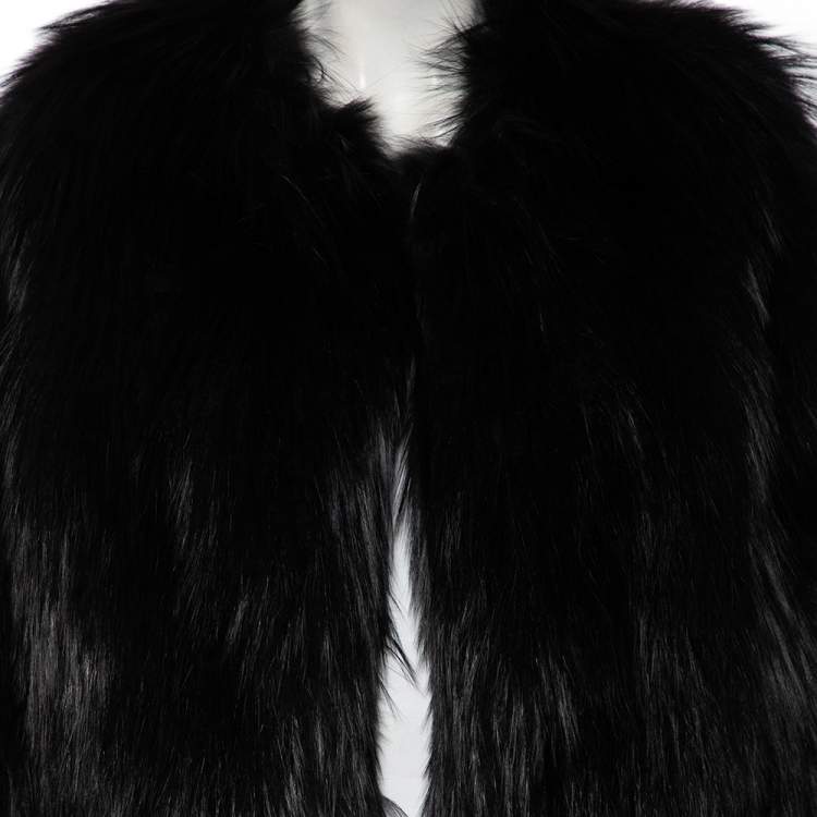 Pre Owned Dolce & Gabbana Black Fur Open Front Shrug M