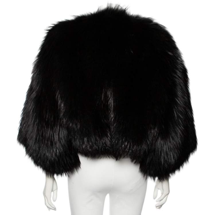 Pre Owned Dolce & Gabbana Black Fur Open Front Shrug M