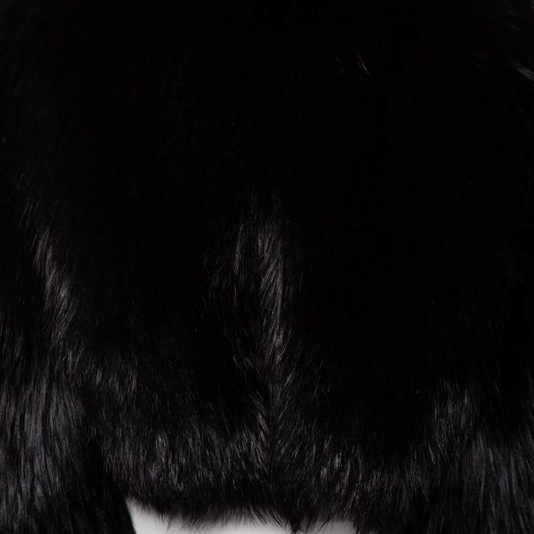 Pre Owned Dolce & Gabbana Black Fur Open Front Shrug M