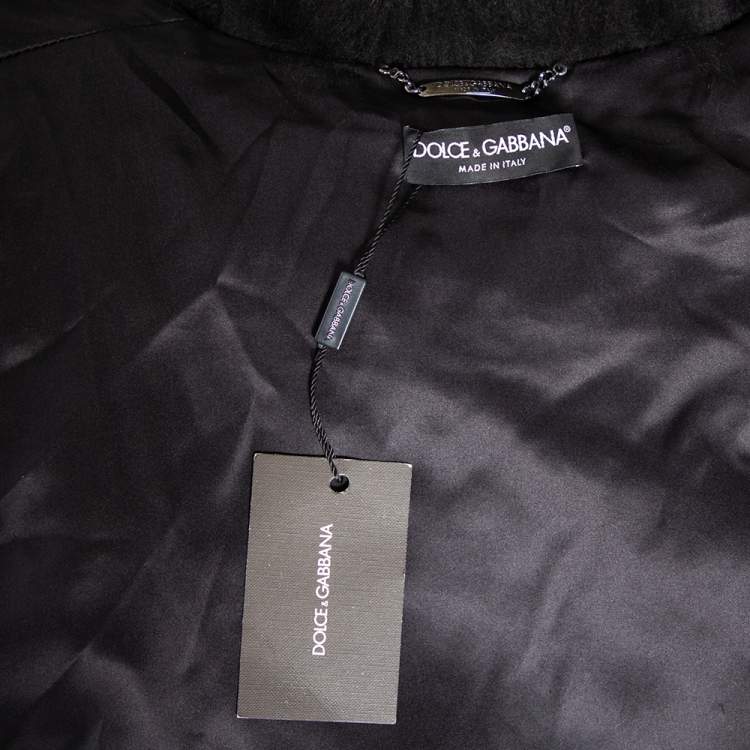Pre Owned Dolce & Gabbana Black Fur Open Front Shrug M