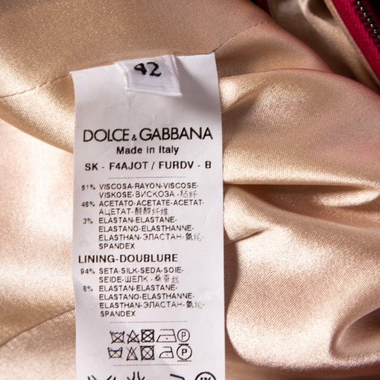 Pre Owned Dolce & Gabbana Pink Crepe Knee Length Skirt M