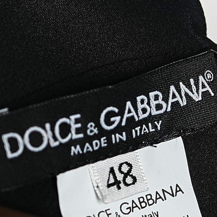Pre Owned Dolce & Gabbana Black Silk & Lace Bell Sleeve Top L