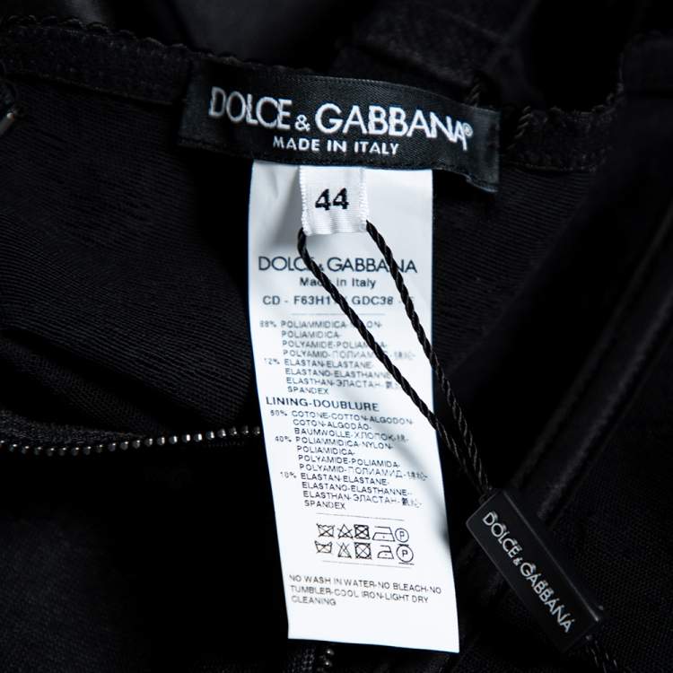 Pre Owned Dolce & Gabbana Black Satin & Lace Paneled Bustier Bodycon Dress M