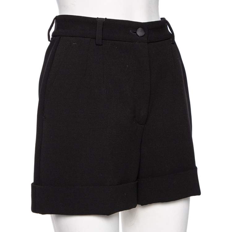 Pre Owned Dolce & Gabbana Black Wool High Waisted Shorts S