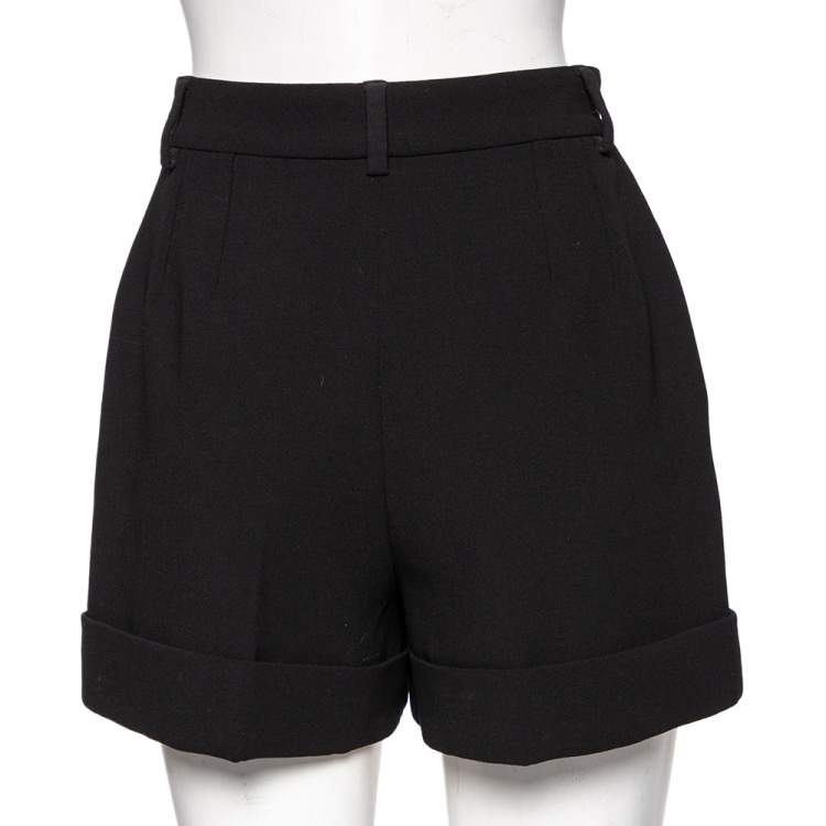 Pre Owned Dolce & Gabbana Black Wool High Waisted Shorts S