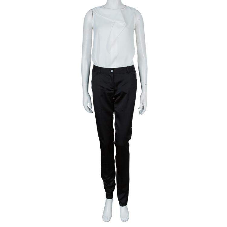 Pre Owned Dolce & Gabbana Black Satin Trousers S