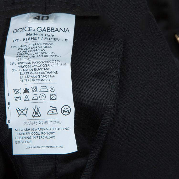 Pre Owned Dolce & Gabbana Black Satin Trousers S