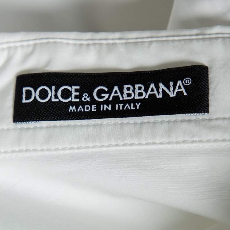 Pre Owned Dolce & Gabbana White Cotton Short Sleeve Shirt M