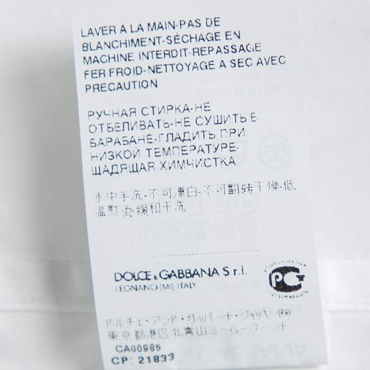 Pre Owned Dolce & Gabbana White Cotton Short Sleeve Shirt M