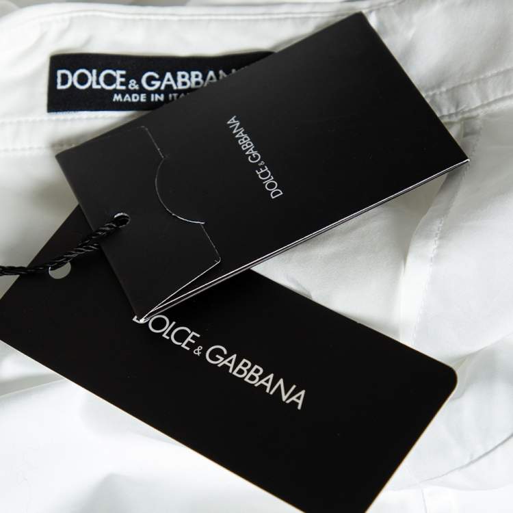 Pre Owned Dolce & Gabbana White Cotton Short Sleeve Shirt M