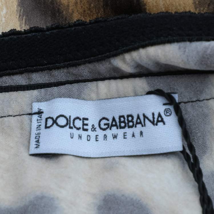 Pre Owned Dolce & Gabbana Brown Animal Printed Satin & Lace Paneled Camisole M