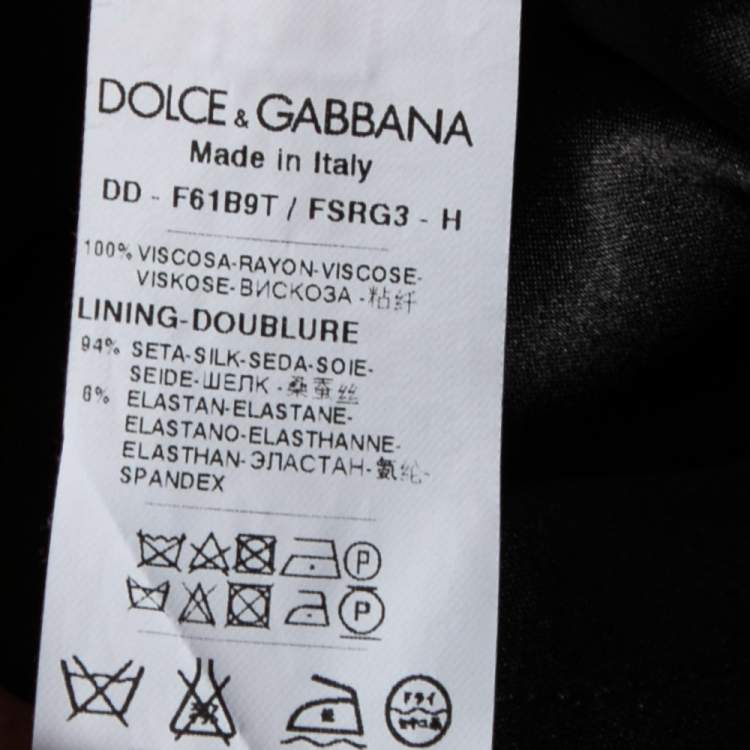 Pre Owned Dolce & Gabbana Black Printed Crepe Sheath Dress M
