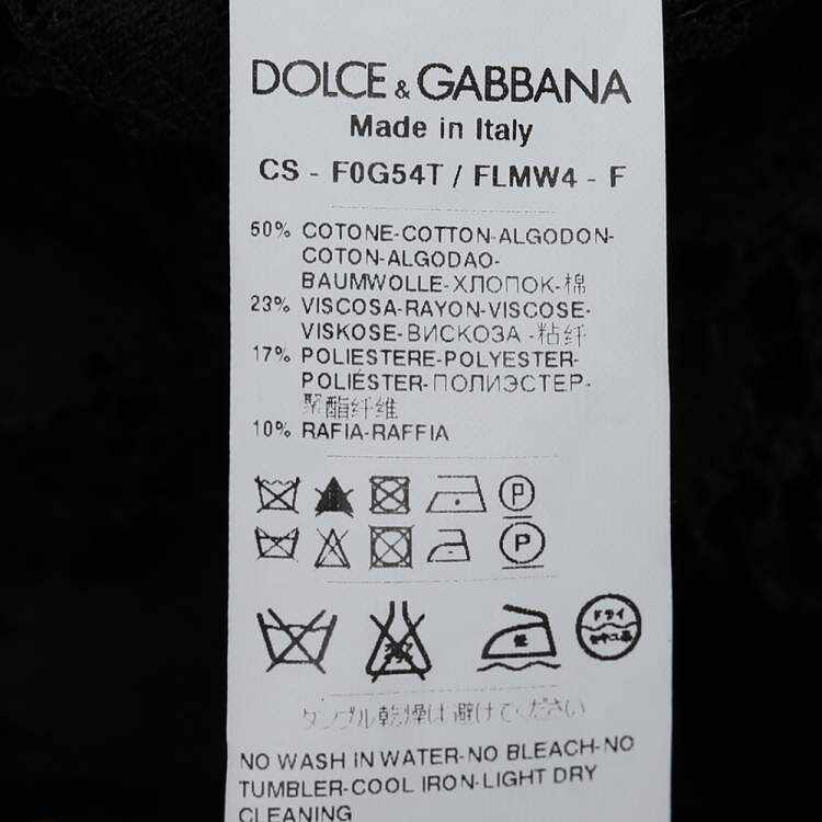 Pre Owned Dolce & Gabbana Black Lace Contrast Trim Hook Front Shrug M