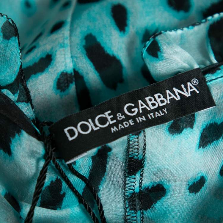 Pre Owned Dolce & Gabbana  Blue Animal Printed Silk Ruffle Detail Sleeveless Top S
