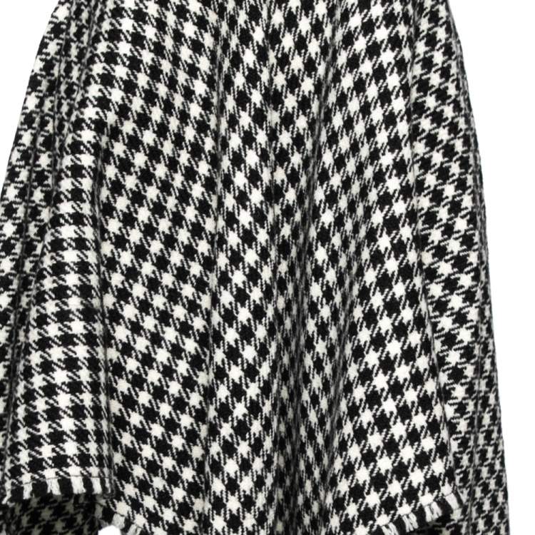 Pre Owned Dolce & Gabbana Monochrome Houndstooth Wool Asymmetric Skirt M 