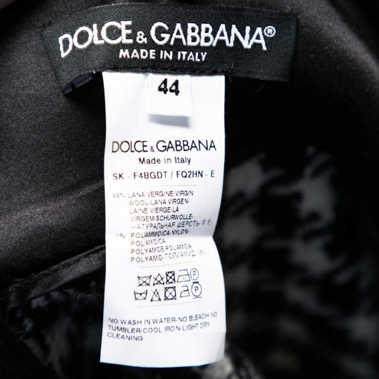 Pre Owned Dolce & Gabbana Monochrome Houndstooth Wool Asymmetric Skirt M 