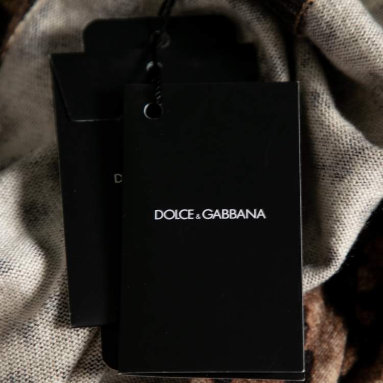 Pre Owned Dolce & Gabbana Brown Leopard Print Cashmere Button Front Cardigan M
