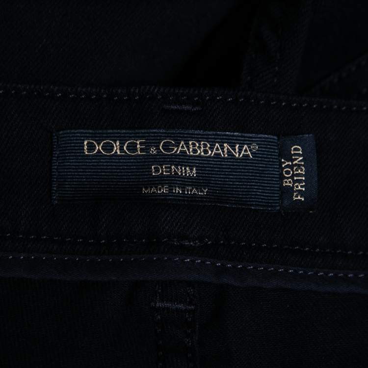 Pre Owned Dolce & Gabbana Black Denim Boyfriend Fit Jeans XL