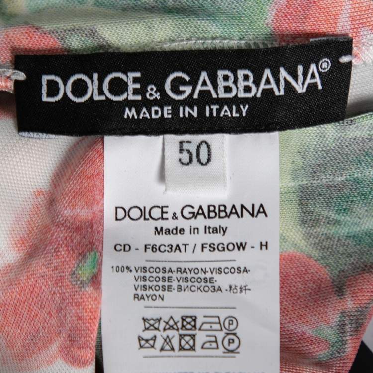 Pre Owned Dolce & Gabbana Red & Green Floral Printed Jersey Maxi Dress XL
