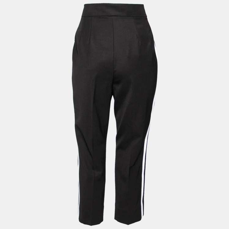 Pre Owned Dolce & Gabbana Black Wool Contrast Trimmed Pants M