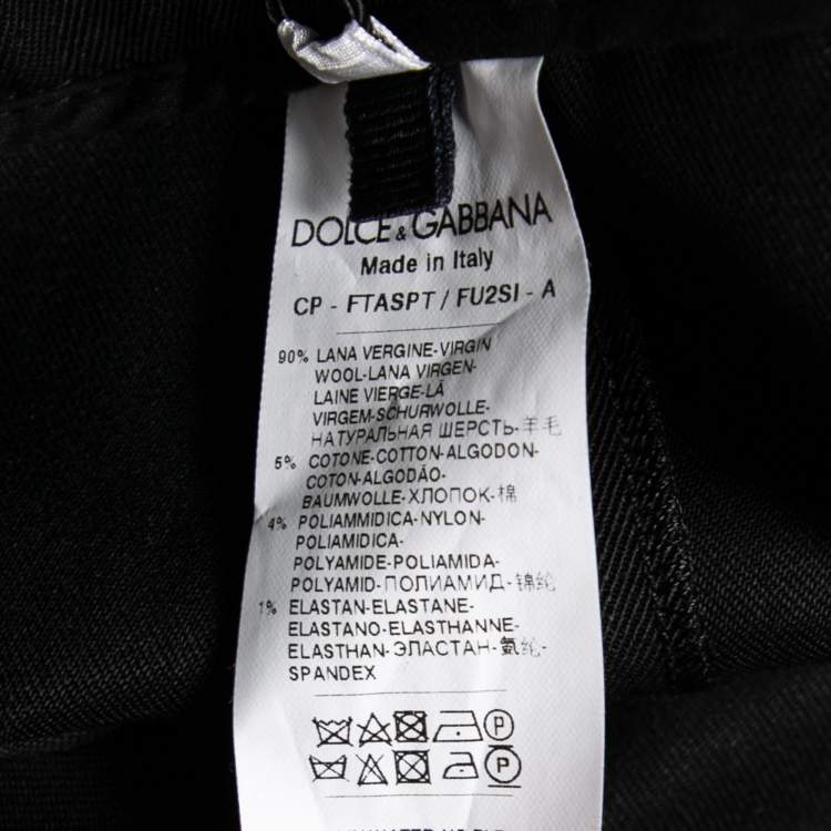 Pre Owned Dolce & Gabbana Black Wool Contrast Trimmed Pants M