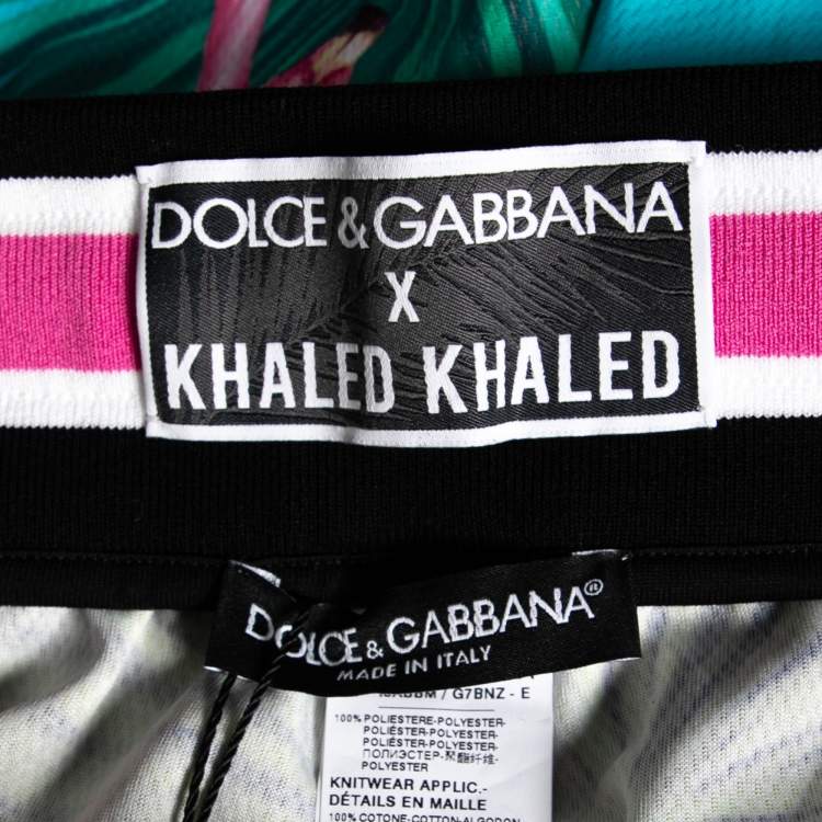 Pre Owned Dolce & Gabbana Blue Flamingo Printed Jersey Shorts XL