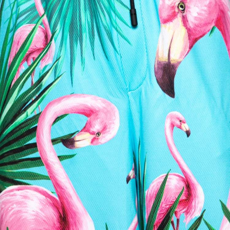 Pre Owned Dolce & Gabbana Blue Flamingo Printed Jersey Shorts XL