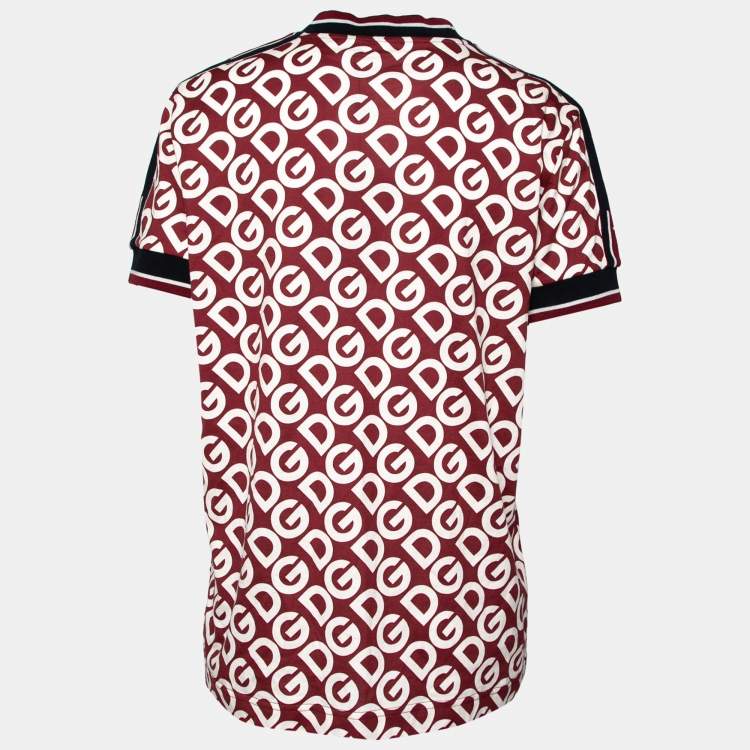 Pre Owned Dolce & Gabbana Red DG Mania Print Cotton Jersey T Shirt L