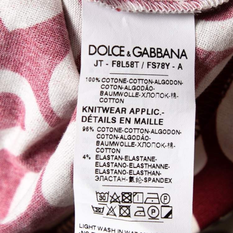 Pre Owned Dolce & Gabbana Red DG Mania Print Cotton Jersey T Shirt L