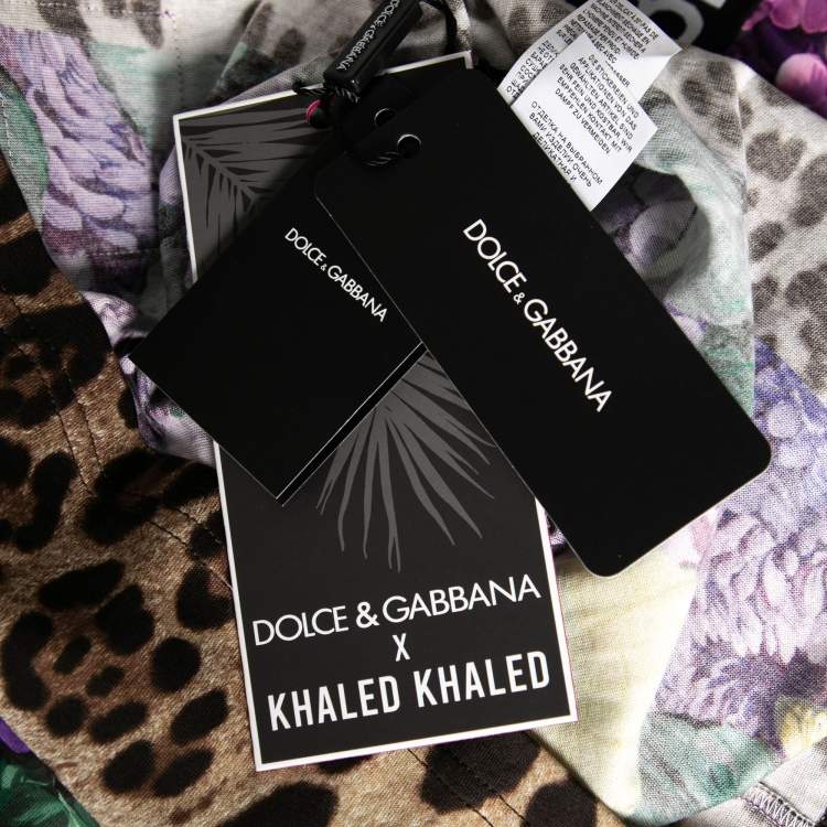 Pre Owned Dolce & Gabbana x Khaled Khaled Multicolor Jersey Crop Top Leggings Set M