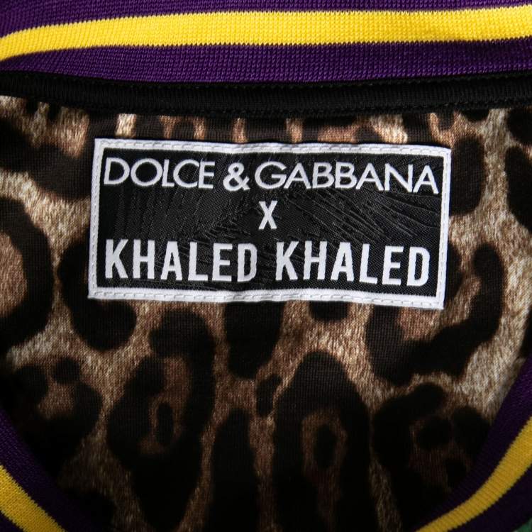 Pre Owned Dolce & Gabbana x Khaled Khaled Multicolor Jersey Crop Top Leggings Set M