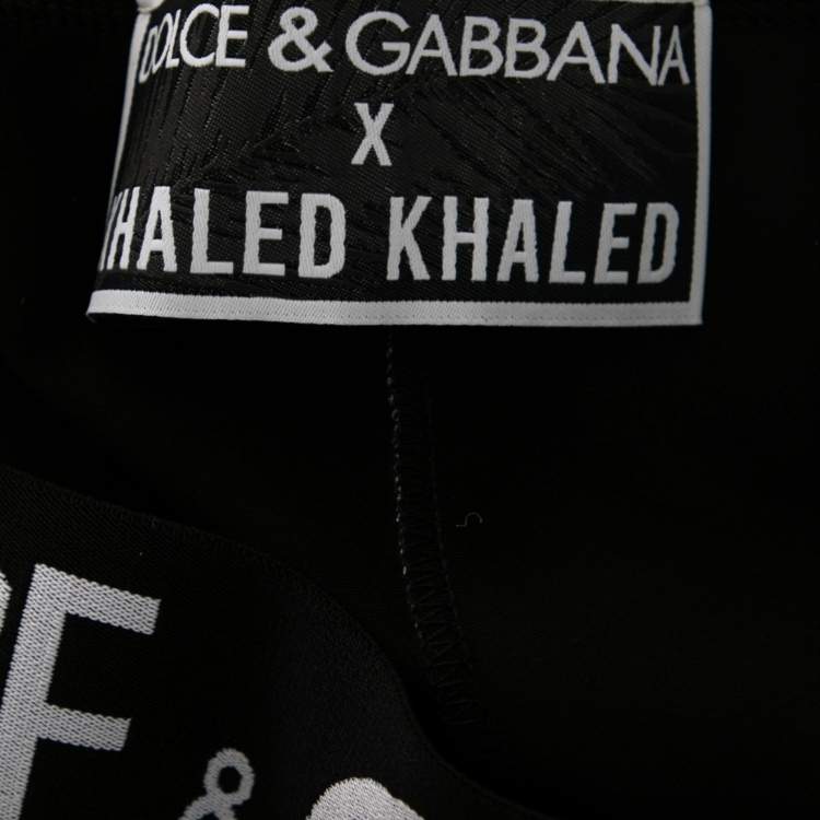 Pre Owned Dolce & Gabbana x Khaled Khaled Multicolor Jersey Crop Top Leggings Set M