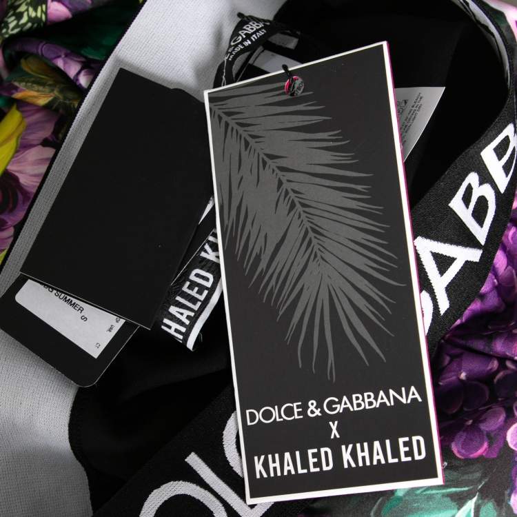 Pre Owned Dolce & Gabbana x Khaled Khaled Multicolor Jersey Crop Top Leggings Set M