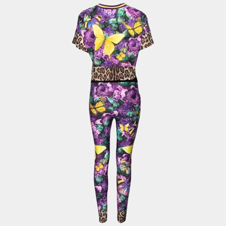 Pre Owned Dolce & Gabbana x Khaled Khaled Multicolor Jersey Crop Top Leggings Set M